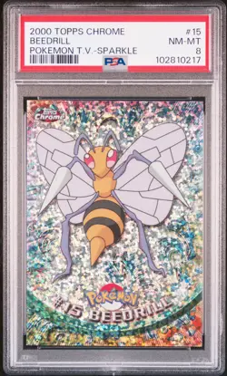 2000 TOPPS CHROME POKEMON T.V. SPARKLE #15 BEEDRILL PSA 8 - Image 1