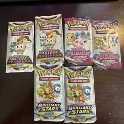Pokemon TCG Fun Packs Astral Radiance Fusion Strike Brilliant Stars 6 Packs! - Image 1