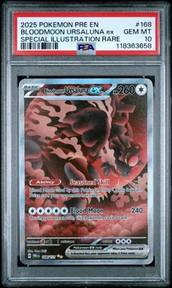 2025 POKEMON PRE EN-PRISMATIC EVOLUTIONS #168 BLOODMOON URSALUNA EX PSA 10 - Image 1
