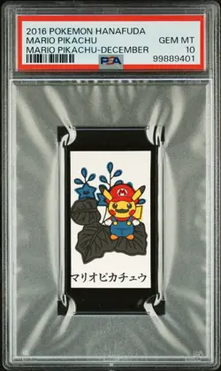 2016 POKEMON HANAFUDA MARIO PIKACHU DECEMBER MARIO PIKACHU PSA 10 - Image 1