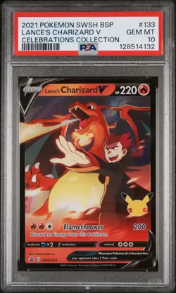 Pokemon 2021 Celebrations Lance’s Charizard V BSP Promo SWSH133 PSA 10 GEM MINT - Image 1