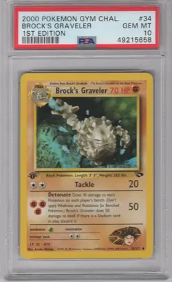BROCK'S GRAVELER 2000 POKEMON GYM CHALLENGE 1ST EDITION #34/132 PSA 10 GEM MINT - Image 1