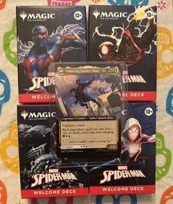 MAGIC THE GATHERING MTG NYCC 2025 SPIDERMAN WELCOME DECK 4 SET Peter Promo Card - Image 1