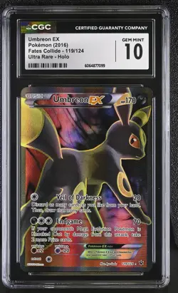 CGC 10 GEM MINT Umbreon EX Fates Collide 119/124 Ultra Rare Holo Pokemon Card - Image 1