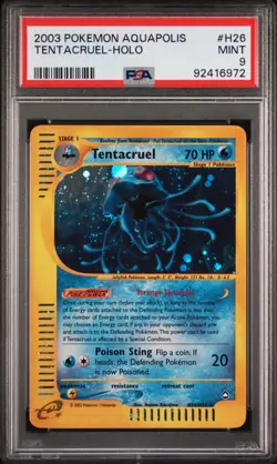 Pokemon WotC Aquapolis Holofoil Card H26 Tentacruel PSA 9 - Image 1