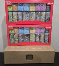 2 Pokemon Prismatic Evolutions 8 Mini Tins Promos Costco Bundle mint - Image 1