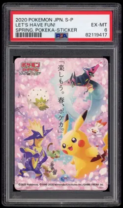 2020 PSA 6 EX-MT Pokemon Let's Have Fun! Spring, Pokeka Sticker Pikachu - Image 1