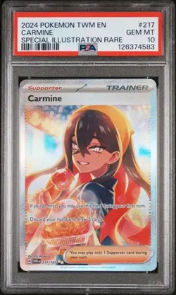 2024 POKEMON TWM EN-TWILIGHT MASQUERADE SPECIAL ILLUSTRATION RARE CARMINE PSA 10 - Image 1