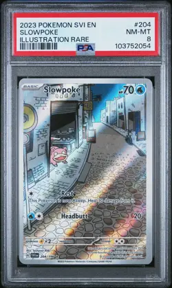 2023 POKEMON SVI EN-SCARLET & VIOLET ILLUSTRATION RARE #204 SLOWPOKE PSA 8 - Image 1