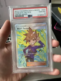 Blue's Tactics - 231/236 - Pokemon Unified Minds Sun & Moon Full Art Card psa 10 - Image 1