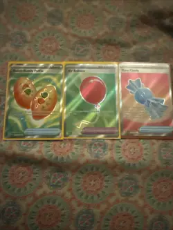 Full Art Trainer Cards Mega Evolutions Air Balloon/buddy Buddy Poffin/Rare Candy - Image 1