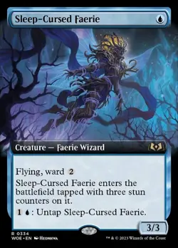 MTG Sleep-Cursed Faerie - Foil - Extended Art, Wilds of Eldraine, Lightly Played - Image 1