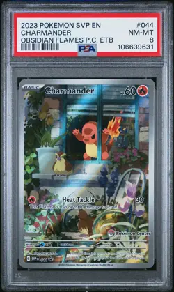 2023 POKEMON OBSIDIAN FLAMES POKEMON CENTER ETB PROMO #044 CHARMANDER PSA 8 - Image 1