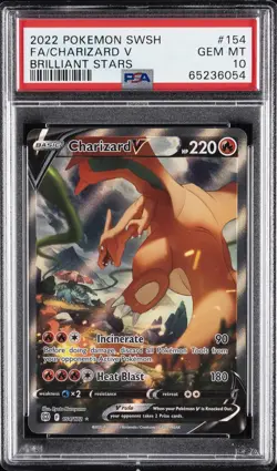 2022 POKEMON SWORD & SHIELD BRILLIANT STARS #154 FULL ART/CHARIZARD V PSA 10 - Image 1