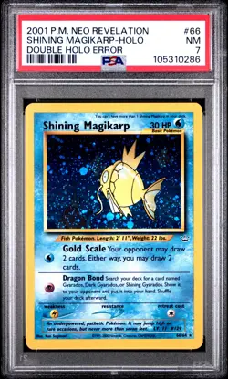 2001 POKEMON NEO REVELATION DOUBLE HOLO ERR #66 SHINING MAGIKARP-HOLO PSA 7 - Image 1