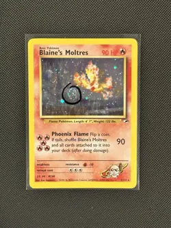 Blaine’s Moltres 1/132 Holo Gym Heroes Vintage Pokemon SWIRL LP /NM - Image 1