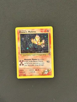 Blaine’s Moltres 1/132 Holo Gym Heroes Vintage Pokemon SWIRL LP /NM - Image 2