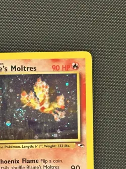 Blaine’s Moltres 1/132 Holo Gym Heroes Vintage Pokemon SWIRL LP /NM - Image 4