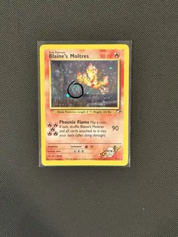 Blaine’s Moltres 1/132 Holo Gym Heroes Vintage Pokemon SWIRL LP /NM - Image 5