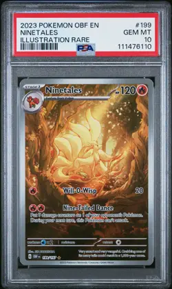 2023 POKEMON OBF EN-OBSIDIAN FLAMES ILLUSTRATION RARE #199 NINETALES PSA 10 - Image 1