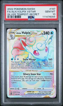 2022 POKEMON SWORD & SHIELD SILVER TEMPEST FULL ART/ALOLAN VULPIX VSTAR PSA 10 - Image 1