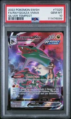 2022 POKEMON SWORD & SHIELD SILVER TEMPEST #TG20 FULL ART/RAYQUAZA VMAX PSA 10 - Image 1