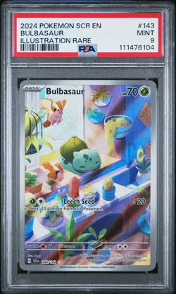 2024 POKEMON SCR EN-STELLAR CROWN ILLUSTRATION RARE #143 BULBASAUR PSA 9 - Image 1