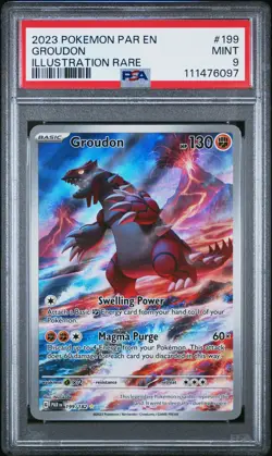 2023 POKEMON PAR EN-PARADOX RIFT ILLUSTRATION RARE #199 GROUDON PSA 9 - Image 1