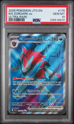 2025 POKEMON JTG EN-JOURNEY TOGETHER ULTRA RARE #175 N'S ZOROARK EX PSA 10 - Image 1