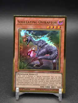 Yu-Gi-Oh! TCG - Souleating Oviraptor MGED-EN015 1st Edition, Gold Rare, NM - Image 1