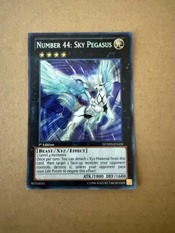 Yugioh Number 44: Sky Pegasus NUMH-EN028 Secret Rare 1st Ed LP - Image 1