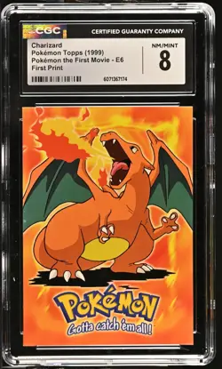 CGC 8 Charizard 1999 the First Movie Topps E6 First Print Pokemon Card - Image 1