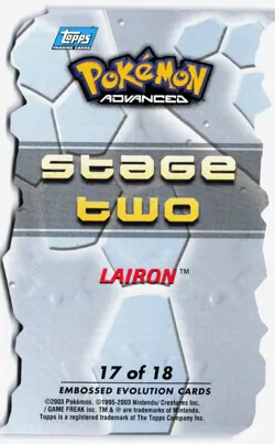 2003 Pokemon Card Advanced Topps Lairon 17 of 18 Stage 2 MP - Image 2