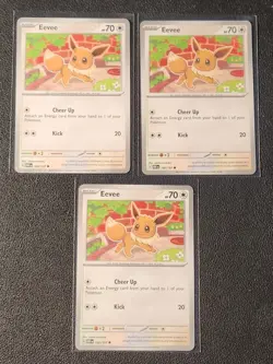 3x Eevee 166/197 Pokemon card SV Obsidian Flames common NM - Image 1
