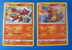 Charmeleon 8/68 & Charmander 7/68 Pokemon card SM Hidden Fates NM - Image 1