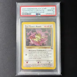 PSA 10 Team Rocket’s Meowth 18 2000 Pokemon Card Graded Black Star Promo WOTC - Image 1