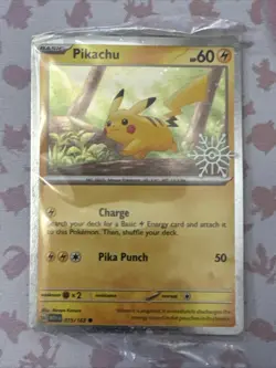 Pikachu 025/165 Pokemon TCG Holiday Calendar 2025 Holo Festive Stamp Promo Card - Image 1