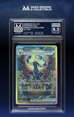 2025 POKEMON PRISMATIC EVOLUTIONS SPECIAL ILLUSTRATION RARE UMBREON MANA 8.5 - Image 3