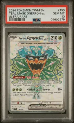 2024 POKEMON TWM EN-TWILIGHT MASQUERADE ULTRA RARE TEAL MASK OGERPON EX PSA 10 - Image 1