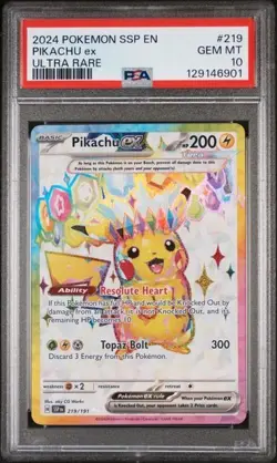 PSA 10 2024 POKEMON SSP EN-SURGING SPARKS #219 PIKACHU ex ULTRA RARE - Image 1
