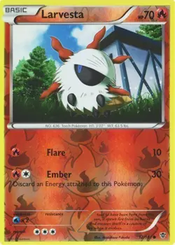 Larvesta 12/101 B&W Plasma Blast REVERSE HOLO MINT! Pokemon - Image 1