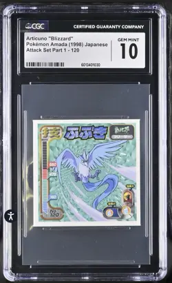 1998 Articuno “blizzard” Pokemon AmadaAttack Set Part 1 Cgc 10 - Image 1