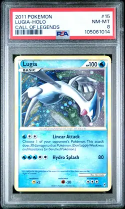 2011 POKEMON CALL OF LEGENDS #15 LUGIA-HOLO PSA 8 - Image 1
