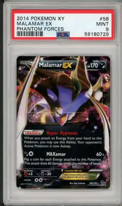 2014 Pokemon XY Phantom Forces Malamar EX #58 PSA 9 - Image 1
