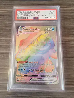 2020 Pokemon Champions Path FA Secret Rainbow Rare Drednaw VMAX 75/73 PSA 9 - Image 1