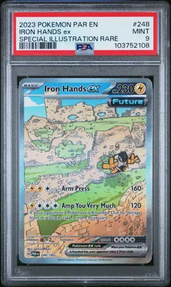 2023 POKEMON PAR EN-PARADOX RIFT SPECIAL ILLUSTRATION RARE IRON HANDS EX PSA 9 - Image 1
