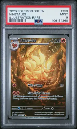 2023 POKEMON OBF EN-OBSIDIAN FLAMES ILLUSTRATION RARE #199 NINETALES PSA 9 - Image 1