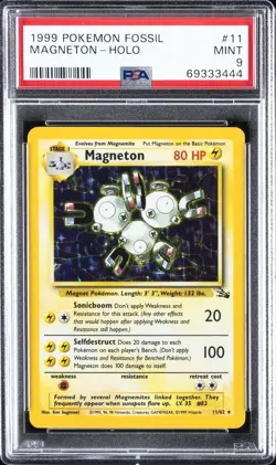 1999 POKEMON FOSSIL #11 MAGNETON-HOLO PSA 9 - Image 1