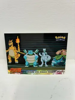 Pokemon Topps Card #26 Round One Equals Defeat Mewtwo Strikes Back 1999 - Image 1
