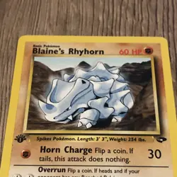 Pokemon Card - 1st Edition Blaine's Rhyhorn (65/132) Gym Challenge NM - Image 3